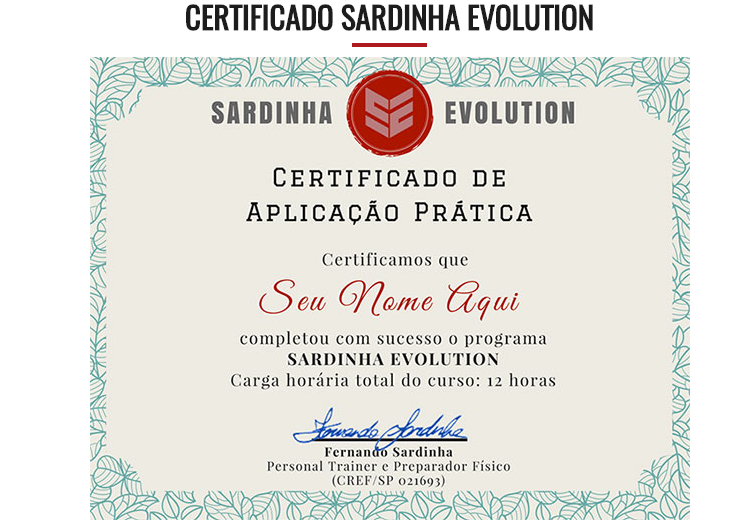 sardinha evolution certificado